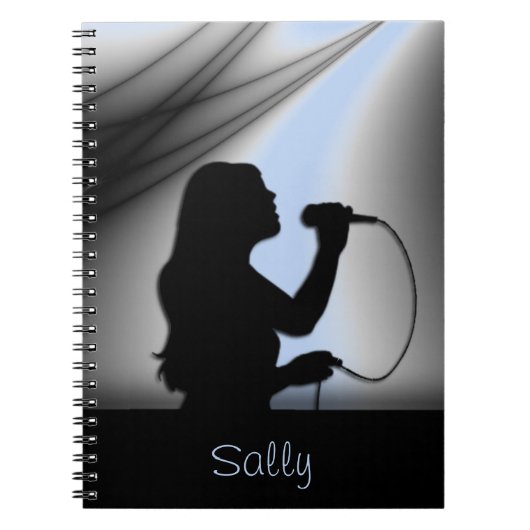 女性歌手シルバーカーテン手帳 ノートブック (正面)