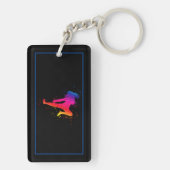 女性武術アーツ、ハイキック、スプラッシュ絵を描 キーホルダー (裏面)