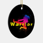 女性武術アーツ、ハイキック、スプラッシュ絵を描 セラミックオーナメント (右)