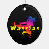 女性武術アーツ、ハイキック、スプラッシュ絵を描 セラミックオーナメント (左)