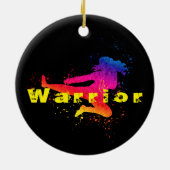 女性武術アーツ、ハイキック、スプラッシュ絵を描 セラミックオーナメント (裏面)