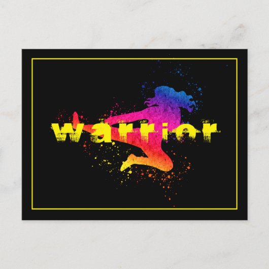 女性武術アーツ、ハイキック、スプラッシュ絵を描 ポストカード (正面)