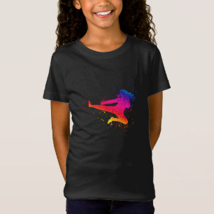女性武術アーツ、ハイキック、スプラッシュ絵を描 Tシャツ