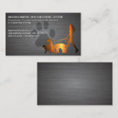 女性歩く犬 |ポー |メタリックテクスチャ 名刺 (正面/裏面)