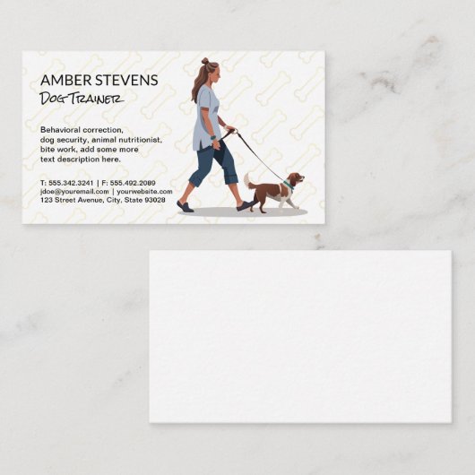 女性歩く犬 | 動物受気にけ 名刺 (正面/裏面)