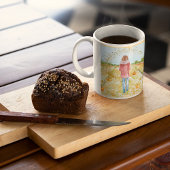 女性歩くAカボチャ感動的パッチ コーヒーマグカップ