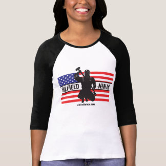 女性油田の忍者3/4枚の袖のjerseyのワイシャツ tシャツ