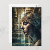 女性泳ぐ人アットザウォーターフォール ポストカード (正面/裏面)