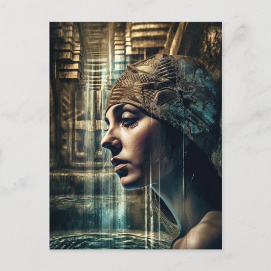 女性泳ぐ人アットザウォーターフォール ポストカード (正面)