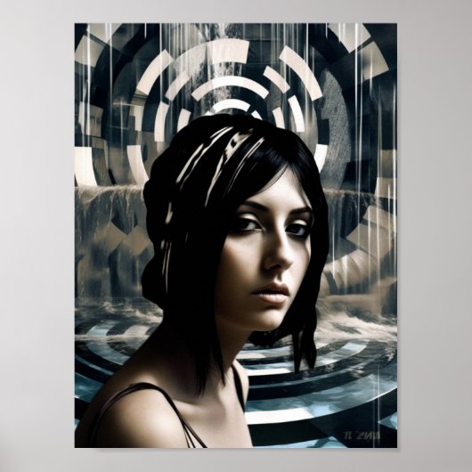 女性泳ぐ人 ポスター (正面)