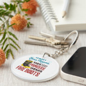 女性消防士このプリンセスはブーツを着用 キーホルダー (正面右)