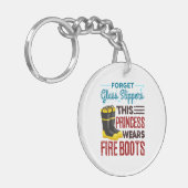 女性消防士このプリンセスはブーツを着用 キーホルダー (正面左)