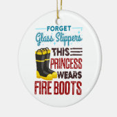 女性消防士このプリンセスはブーツを着用 セラミックオーナメント (左)