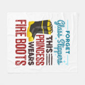 女性消防士このプリンセスはブーツを着用 フリースブランケット (正面(横))