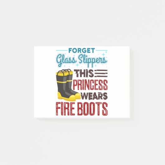 女性消防士このプリンセスはブーツを着用 ポストイット (正面)