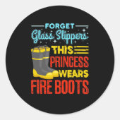 女性消防士このプリンセスはブーツを着用 ラウンドシール (正面)