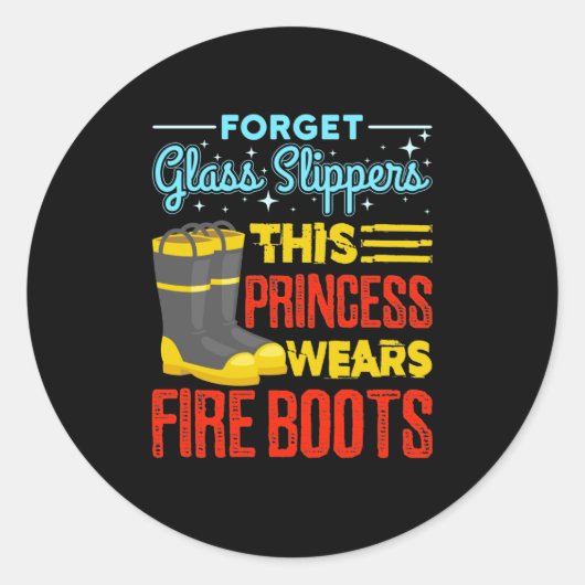 女性消防士このプリンセスはブーツを着用 ラウンドシール (正面)