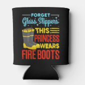 女性消防士このプリンセスはブーツを着用 缶クーラー (裏面)