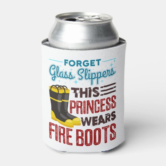 女性消防士このプリンセスはブーツを着用 缶クーラー (缶正面)