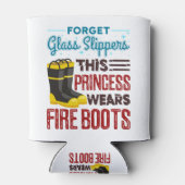女性消防士このプリンセスはブーツを着用 缶クーラー (裏面)