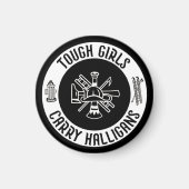 女性消防士タフ女子ハリ運ガンス マグネット (正面)