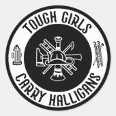 女性消防士タフ女子ハリ運ガンス ラウンドシール (正面)