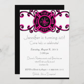 女性消防士誕生日招待状 招待状 (正面/裏面)