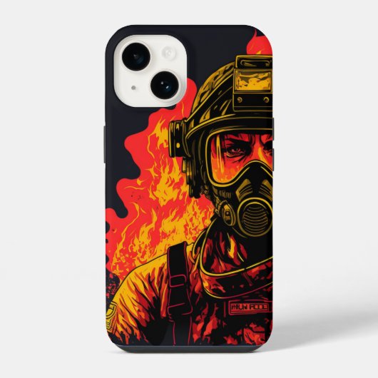 女性消防士IPhone 14ケース iPhoneケース (裏面)
