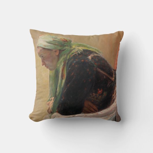 女性深い考えイン(by Oleksa Novakivskiy) クッション (正面)