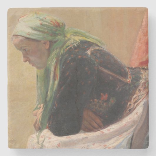 女性深い考えイン(by Oleksa Novakivskiy) ストーンコースター (正面)