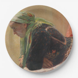 女性深い考えイン(by Oleksa Novakivskiy) ペーパープレート