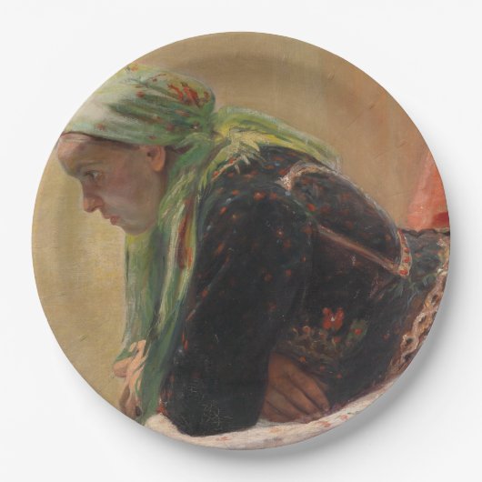 女性深い考えイン(by Oleksa Novakivskiy) ペーパープレート (正面)