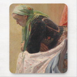 女性深い考えイン(by Oleksa Novakivskiy) マウスパッド