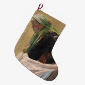 女性深い考えイン(by Oleksa Novakivskiy) ラージクリスマスストッキング (正面 (吊り時))