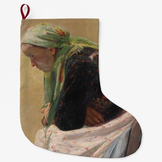 女性深い考えイン(by Oleksa Novakivskiy) ラージクリスマスストッキング (正面)