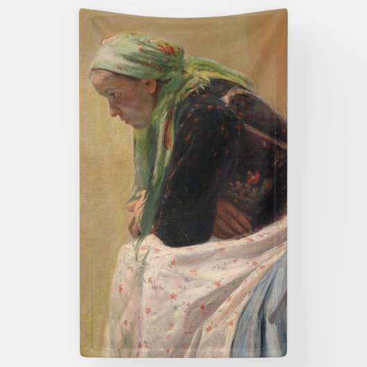 女性深い考えイン(by Oleksa Novakivskiy) 横断幕 (縦)