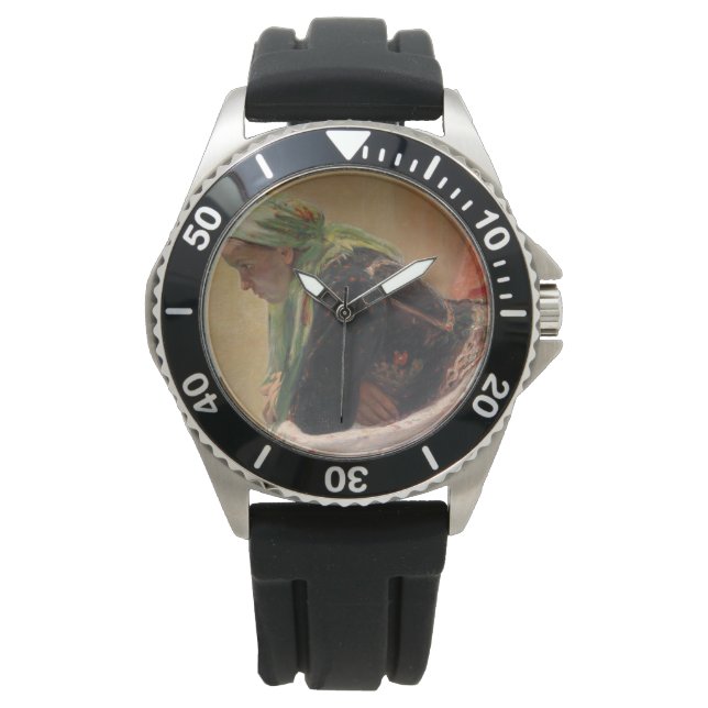女性深い考えイン(by Oleksa Novakivskiy) 腕時計 (正面)