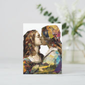 女性混合キスをするメディアコラージュ ポストカード (スタンド正面)