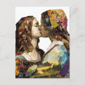 女性混合キスをするメディアコラージュ ポストカード (正面)