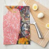 女性混合メディアアート感動的キッチンタオル キッチンタオル (四つ折り)