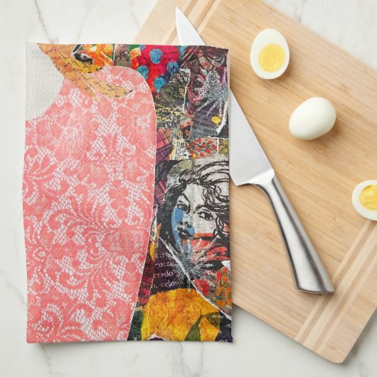 女性混合メディアアート感動的キッチンタオル キッチンタオル (四つ折り)