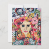 女性混合メディアアート感動的グリーティングカード 招待状 (正面)