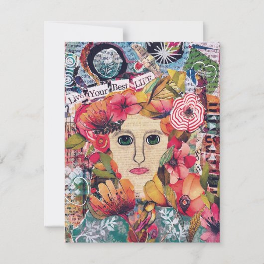女性混合メディアアート感動的グリーティングカード 招待状 (正面)