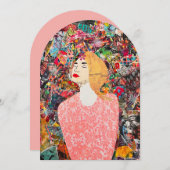 女性混合メディアアート感動的グリーティングカード 招待状 (正面/裏面)