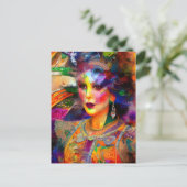 女性混合メディアコラージュはがき ポストカード (スタンド正面)