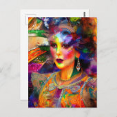 女性混合メディアコラージュはがき ポストカード (正面/裏面)