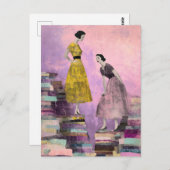 女性混合メディアコラージュ ポストカード (正面/裏面)