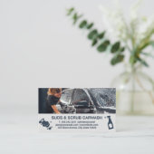 女性清掃車 | 洗車労働者 名刺 (スタンド正面)