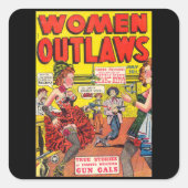 女性無法者 – ヴィンテージ漫画書 スクエアシール (正面)