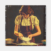 女性焼きヴィンテージ マグネット (正面)